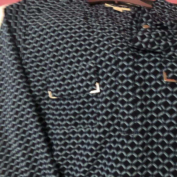 NWOT Appleseed’s Petites Utility Blouse Metal Trimmed Pockets SP Dark Blue - Picture 2 of 6